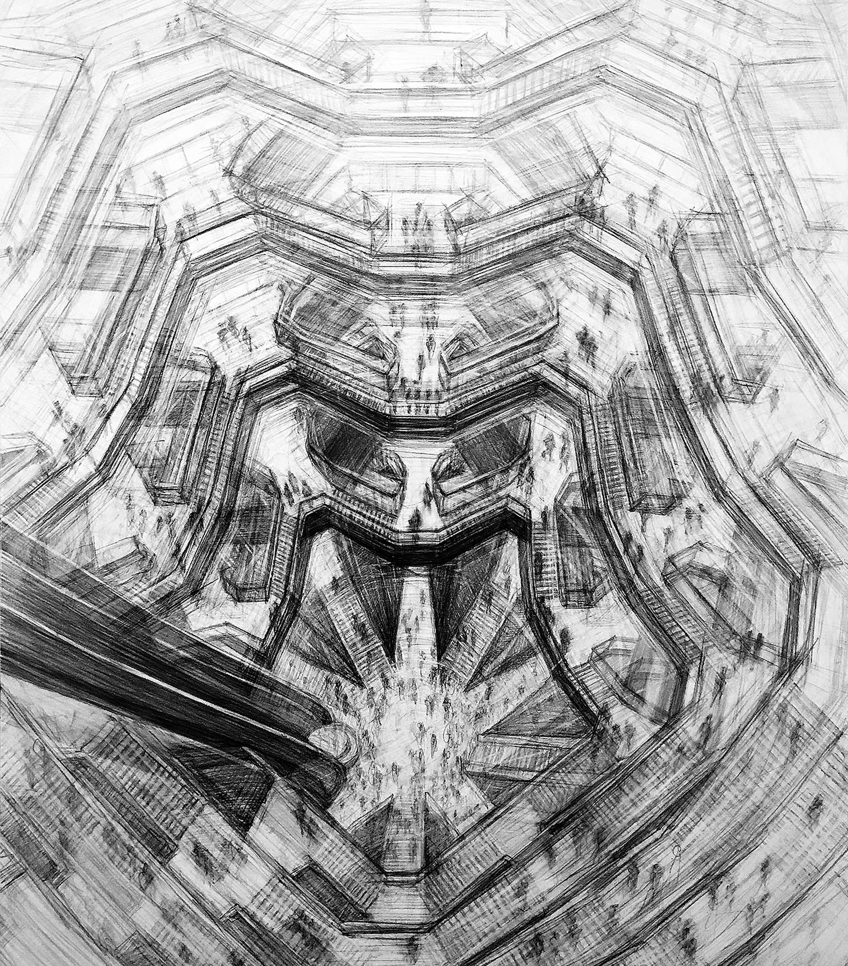 Hand drawing three